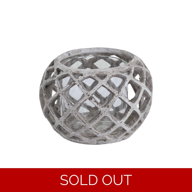 product Image for Large Round Ceramic Lattice Hurricane Lantern